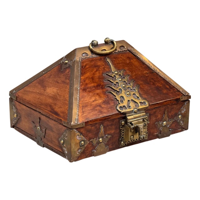 18th Century Brass Mounted and Lacquered "Marriage" Dowry Box For Sale