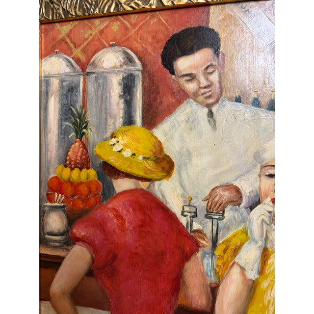 "The Soda Fountain" Art Deco Painting From the Collection of Seymour Stein For Sale In Los Angeles - Image 6 of 12