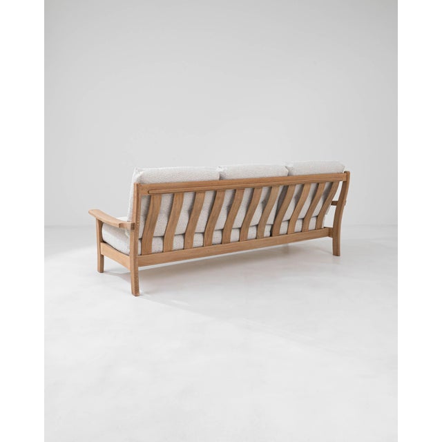 Mid-Century French Oak and Boucle Sofa For Sale - Image 10 of 12