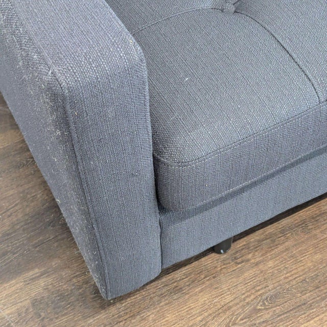 Modern Dark Gray Fabric Loveseat With Tufted Cushions For Sale - Image 4 of 5