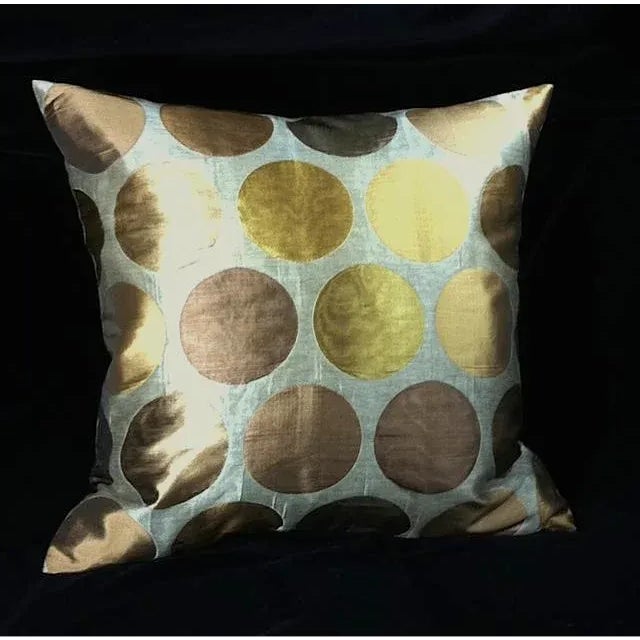 Gold and Silver Designer Pillow For Sale - Image 4 of 4