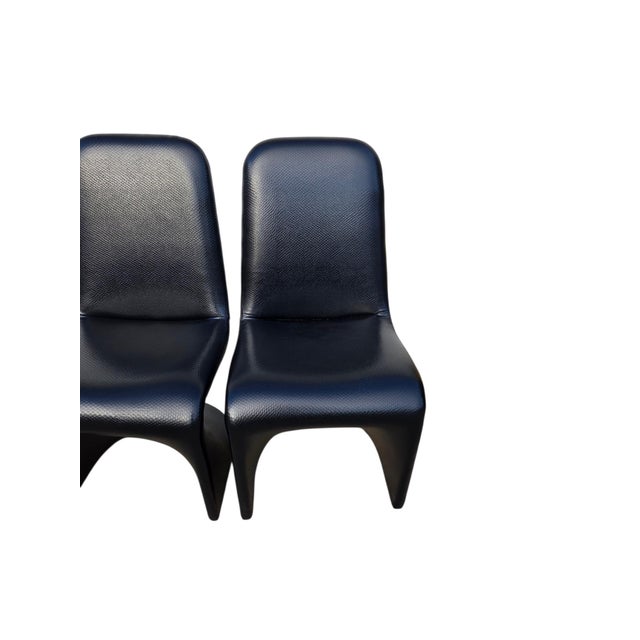 Plastic Vintage Mid Century Faux Snakeskin Cantilever S Side Chairs Panton 1-2-3 Style For Sale - Image 7 of 16