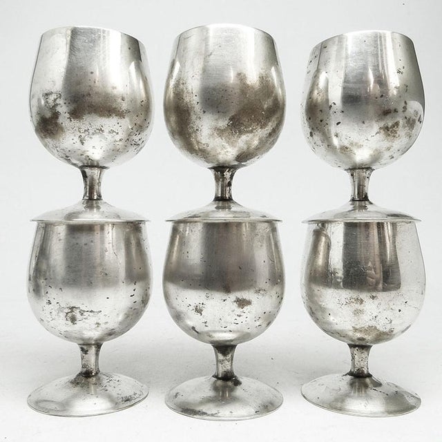 1970s Art Deco Cognac Glasses by Resovia, Poland, 1970s, Set of 6 For Sale - Image 5 of 14
