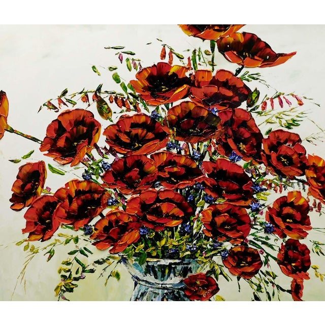 Maya Eventov "Morning Poppies in Bloom" Flowers Original Acrylic Painting Canvas For Sale - Image 10 of 12