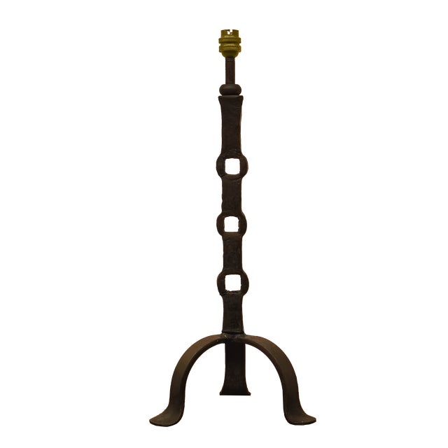 Brutalist Lamp Base in Wrought and Hammered Iron, France, 1920s For Sale - Image 16 of 16