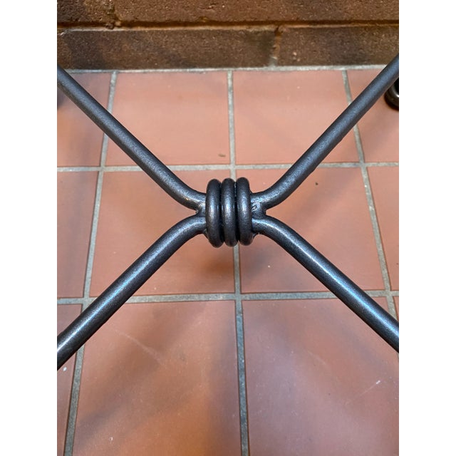 Vintage Giacometti Style Wrought Iron Side Table With Thick Glass Top For Sale In Chicago - Image 6 of 7