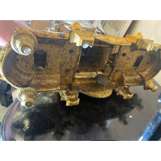 Large Louis XV XVI Empire-Style Rococo Ormolu Gilt Bronze Mantel Clock For Sale - Image 12 of 12