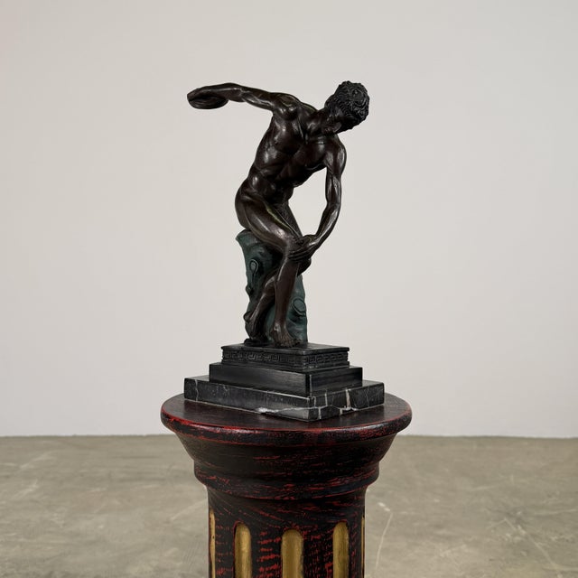Bronze Bronze Classical Athlete Sculpture After Discobolus, Greco-Roman Athlete, 12” H For Sale - Image 8 of 16
