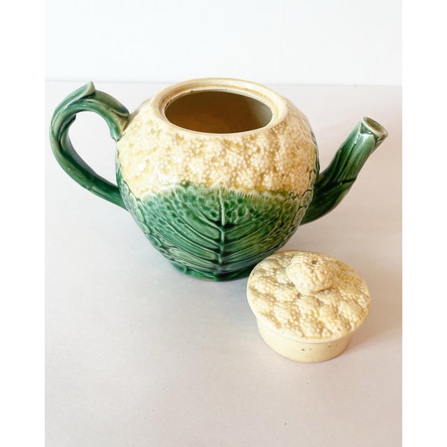Antique Majolica Lettuce Ware Cauliflower Cabbage Teapot by Griffen, Smith & Hill Circa 1880 For Sale In Philadelphia - Image 6 of 8