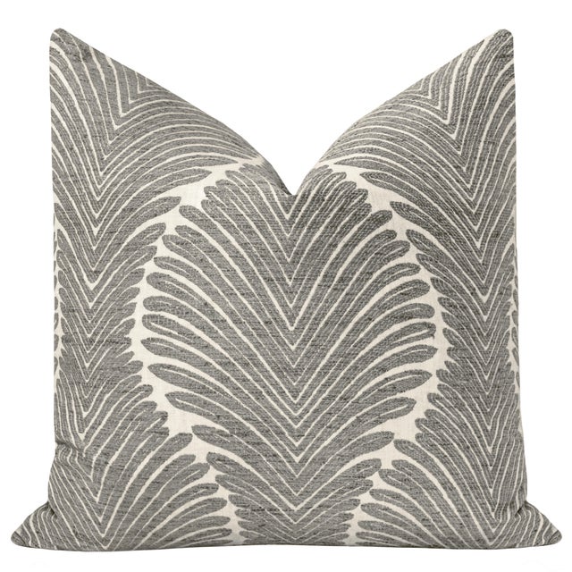 Pair of beautiful custom-made musgrove chenille pillows in charcoal. Meticulously handcrafted with serged interior seams,...
