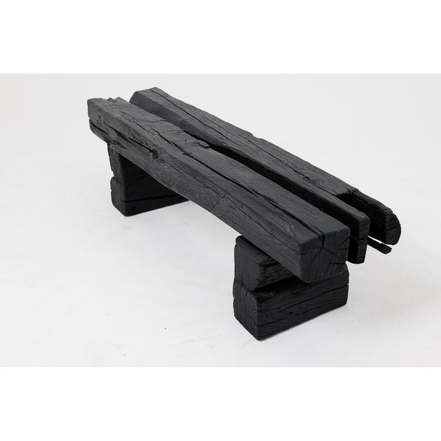 Rustic Blackened Wood Garden Bench by Logniture For Sale - Image 14 of 16