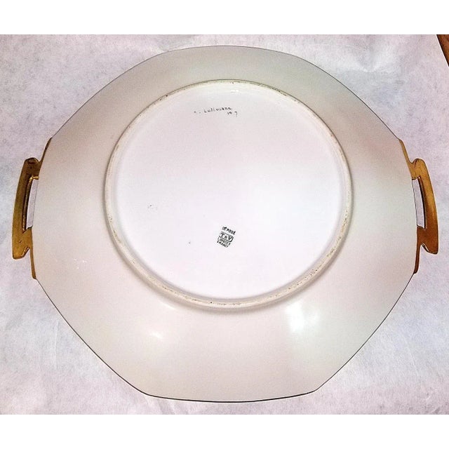 1910s 1917 Limoges Porcelain Hand Painted Art Deco Serving Dish For Sale - Image 5 of 7