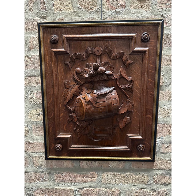 Pair of Framed Carved Oak Door Panels, Circa 1880. For Sale - Image 4 of 6