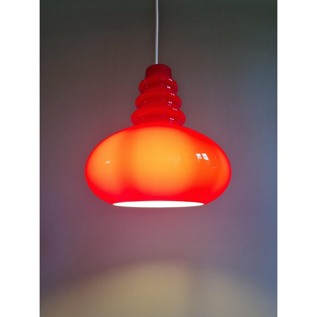 Space Age Pendant Lights in Red Opaline Glass from Peill & Putzler, 1970s, Set of 3 For Sale - Image 3 of 15