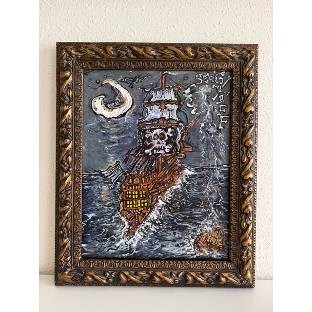 Serg Graff "Haunted Pirate Ship" Original Acrylic Painting Fantasy Maritime Art For Sale - Image 9 of 11