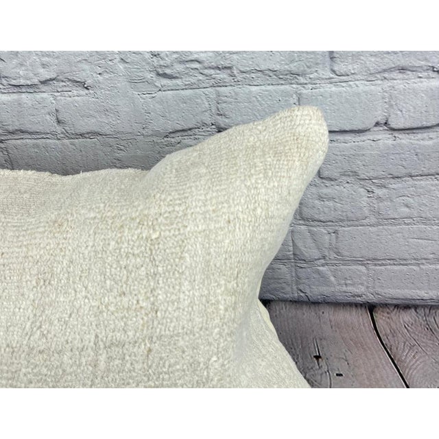 Turkish 16 x 24 Hemp Pillow Turkish Cushion Natural White Pillow Cushion Cover For Sale - Image 3 of 4