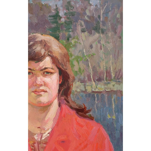 Realism Soviet Woman Portrait, Original Oil Painting, Ukrainian Artist, 1970s 80-49 For Sale - Image 3 of 6
