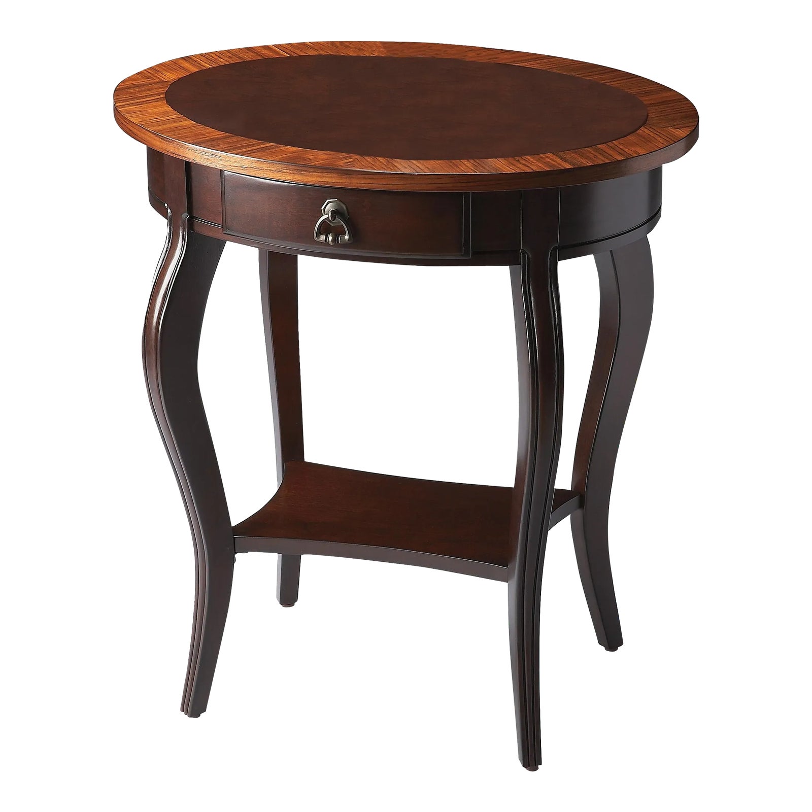 Jeanette Nouveau Oval Accent Table, Dark Brown | Chairish