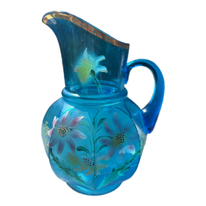 Antique Fenton Handblown Hand-Painted Lemonade Pitcher, Circa 1915