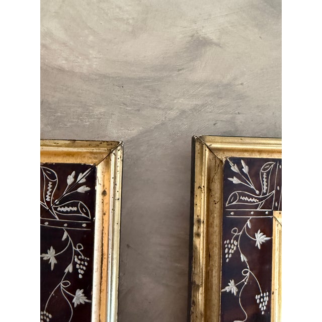 Antique Picture Frames With Original Patent Label, Gold Ornamented Bevel - Pair For Sale - Image 9 of 12