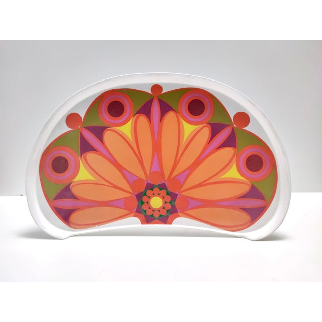 Modernist Floral Bean-Shaped Plastic Bed Tray, Italy, 1970s For Sale - Image 9 of 15