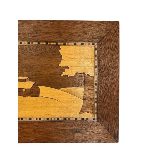 Mid-Century Modern Vintage Petite Marquetry Landscape Art Wall Panel For Sale - Image 3 of 4