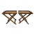 Vintage English Style Campaign Folding Tray Tables, Pair – Brass Gallery Tray on Folding Wooden Stands For Sale