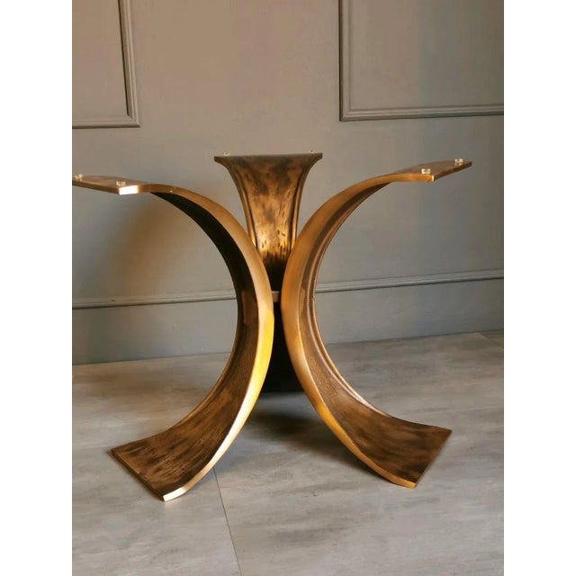 Brutalist Patinated Bronze and Thick Glass Coffee Table, Italy, 1980s For Sale - Image 5 of 11