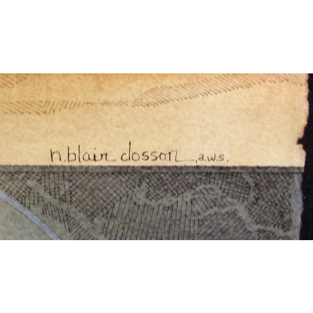 1980s Nanci Blair Closson "Into the Night" Original Watercolor Painting For Sale - Image 4 of 5