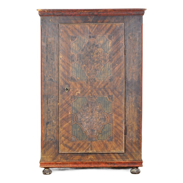 Hand Painted Pine Cabinet, 1850 For Sale
