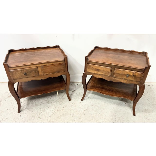 Louis XV Style Bedside Tables in Walnut, Set of 2 For Sale - Image 11 of 11