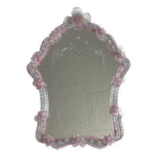 Murano Glass Floral Mirror, 1960s For Sale