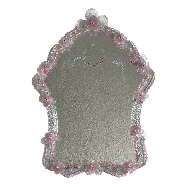 Murano Glass Floral Mirror, 1960s For Sale