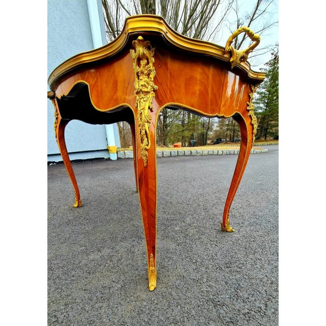 Wood Marquetry French Style Tea, Coffe Table . Coffee and Tea Party Table For Sale - Image 7 of 8