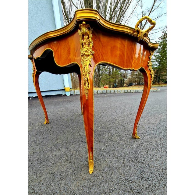 Wood Marquetry French Style Tea, Coffe Table/Desk. Coffee and Tea Party Table For Sale - Image 7 of 8