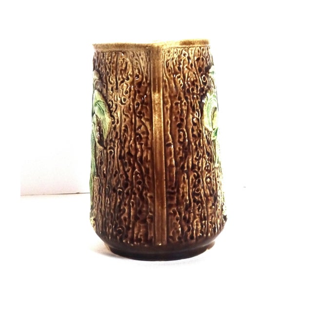 Victorian 1880s Antique Majolica Palmetto/Cabbage Palm Tree and Bark Pitcher For Sale - Image 3 of 13