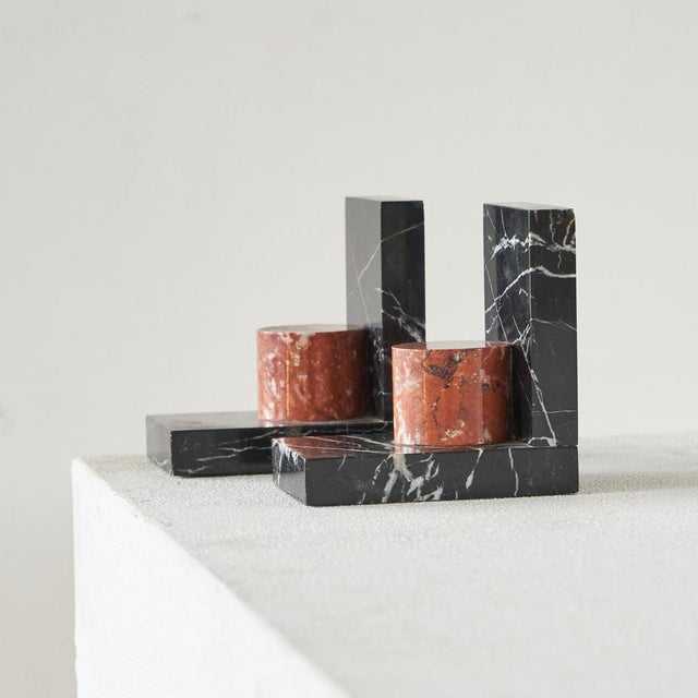 Art Deco Bookends in Marble, 1940s, Set of 2 For Sale - Image 3 of 8