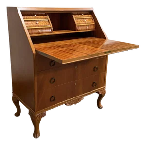 Vintage Swedish Drop-Leaf Secretaire Writing Desk C. 1950