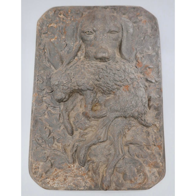 Mid 19th Century Antique French Cast Iron Hunting Plaque — Spaniel With Hare, High Relief, 19th Century For Sale - Image 5 of 6