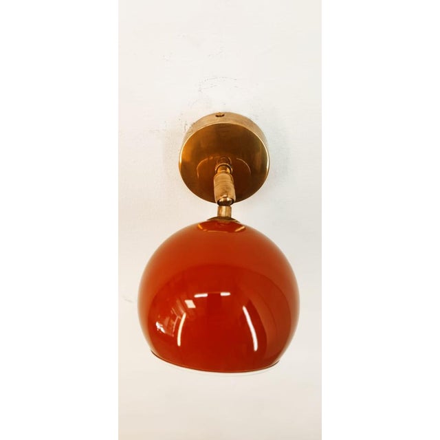 Adjustable Wall Light with Red-Colored Metal Dome For Sale - Image 10 of 16