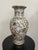 A 16-inch vintage Chinese porcelain vase featuring elaborate gilt lotus scrollwork and raised multicolor enamel accents...