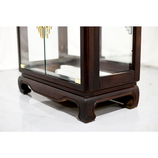 Brown 1970s Chinoiserie Lighted Century-Inspired Display Cabinet by Pulaski Furniture For Sale - Image 8 of 9