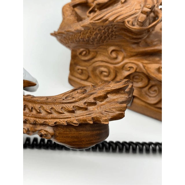Vintage Chinese Carved Dragon Phoenix Hardwood Telephone Huanghuali Style Ruyi Motif For Sale - Image 11 of 15
