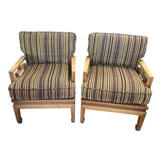 Asian Style Lounge Chairs a Pair Mid Century Modern For Sale