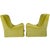 Pair of Modern Chartreuse Velvet Swivel Down Slipper Chairs.