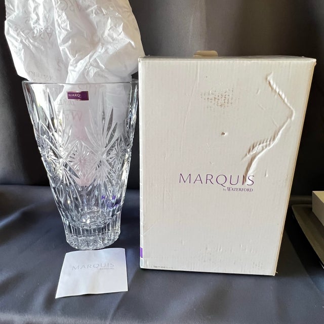 Marquis by Waterford “Raymond” Crystal Vase & Bowl Set – Pair W/Box For Sale - Image 10 of 11