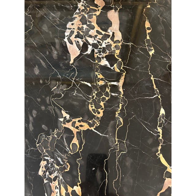 Metal Marble Top End Tables With Brass Bases -a Pair For Sale - Image 7 of 10