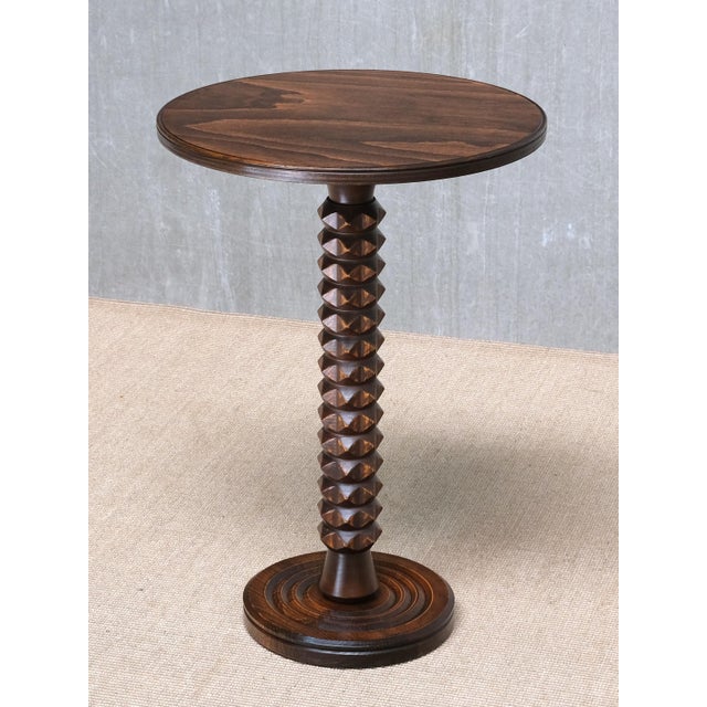 1950s Sculptural Round Side Table in Beech Wood by Charles Dudouyt, France, 1950s For Sale - Image 5 of 12
