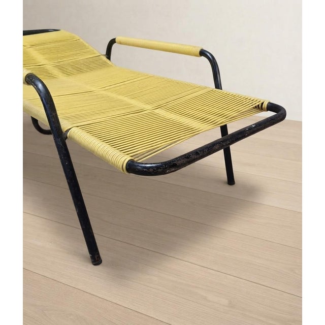 Vintage Yellow Cord Lounge Chair in Tubular Metal, 1970s For Sale - Image 10 of 13
