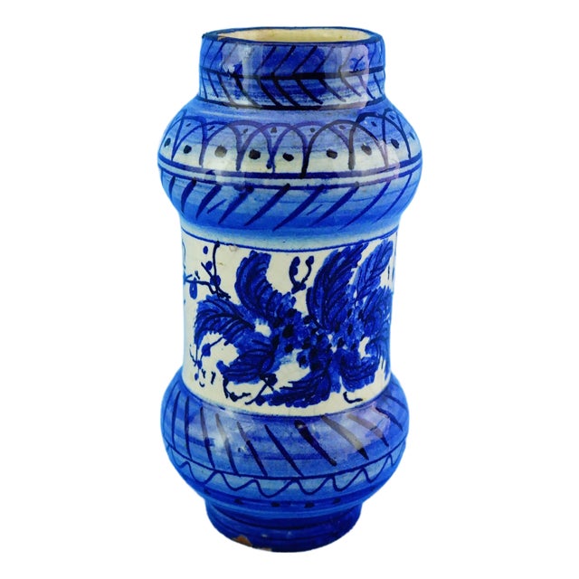 17th Century Albarello Pharmacy Jar in Ligurian Ceramic, Italy For Sale